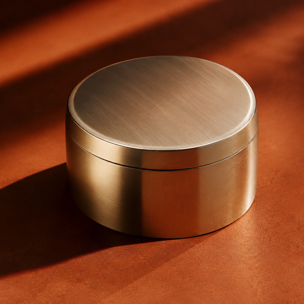 AI generated metal tin product shot